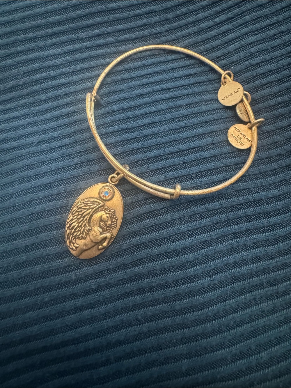 Alex and Ani Silver Pegasus Charm Expandable Bracelet with stone Accent